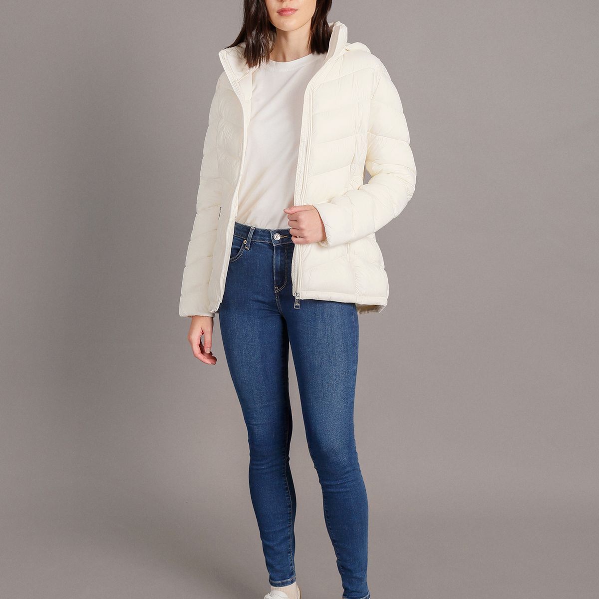 CALVIN KLEIN - Parka Packable Crema Calvin Klein