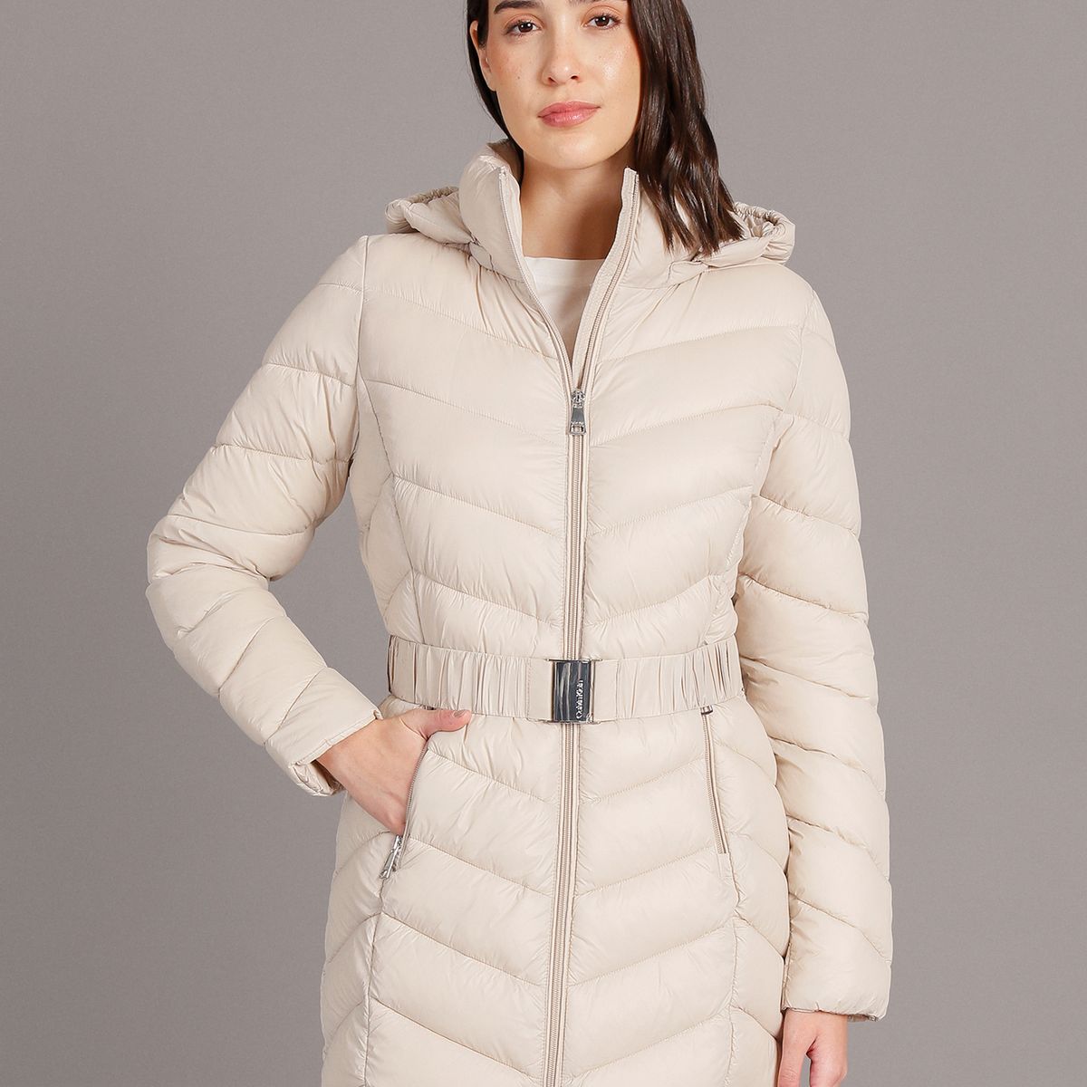 CALVIN KLEIN - Parka Long Coat Beige Calvin Klein