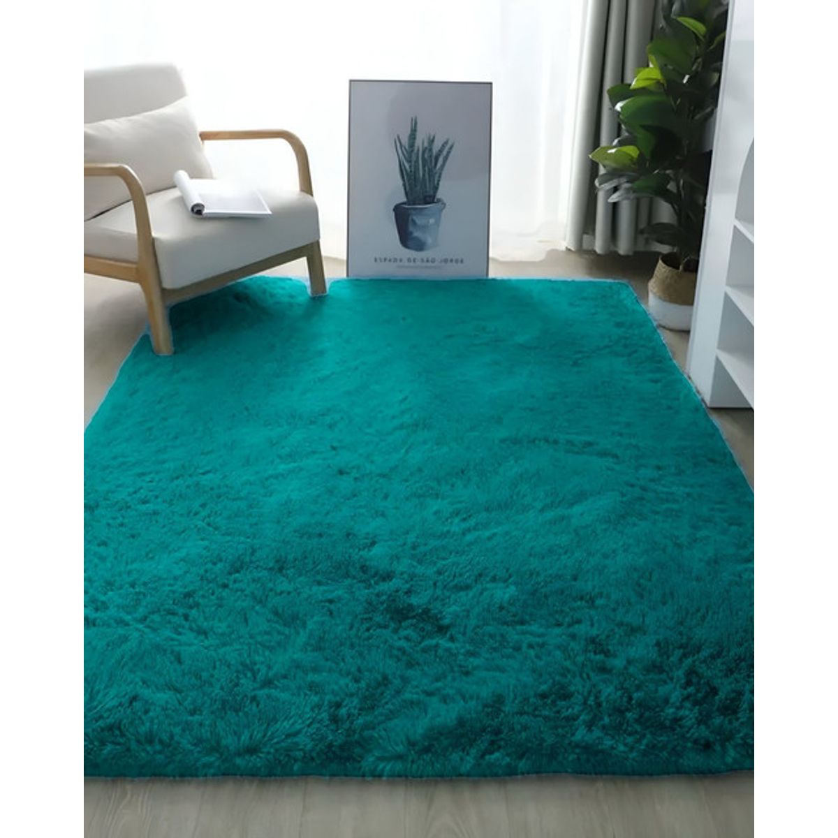 GENERICO - Alfombra Living y Dormitorio Suave 240 x 200 cm Primera Calidad Turquesa