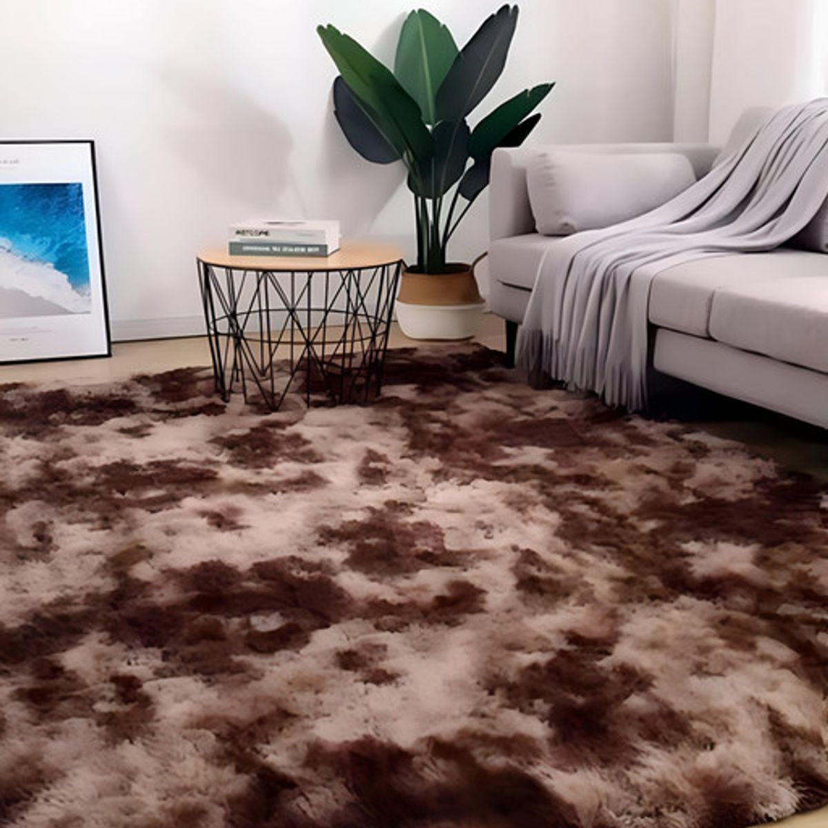 GENERICO - Alfombra Living y Dormitorio Suave 240 x 200 cm Primera Calidad Café Jaspeado