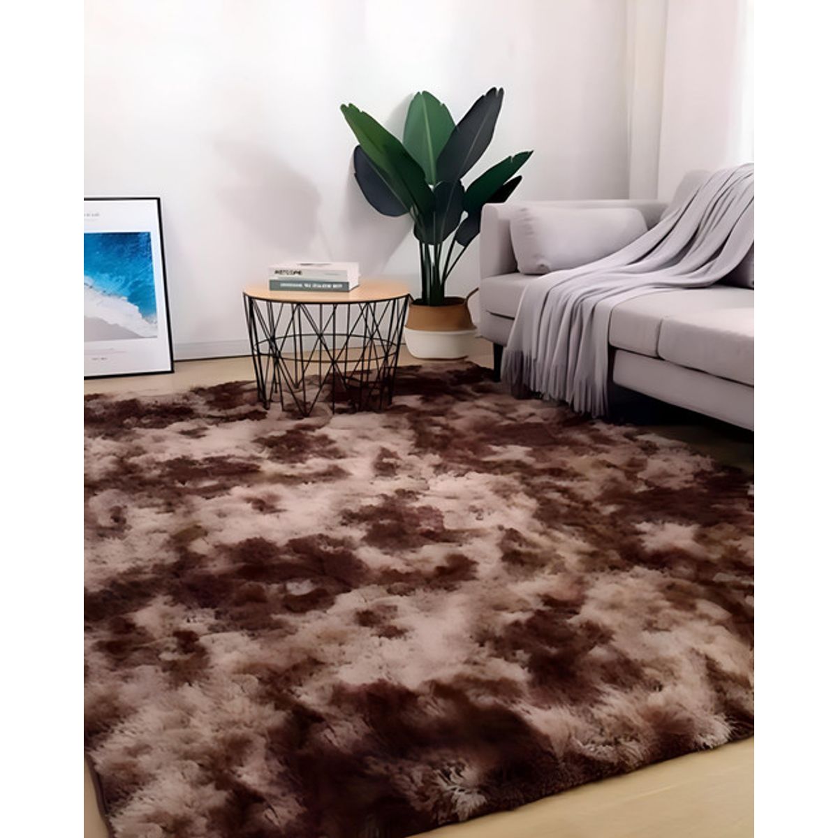 GENERICO - Alfombra Living y Dormitorio Suave 240 x 200 cm Primera Calidad Café Jaspeado