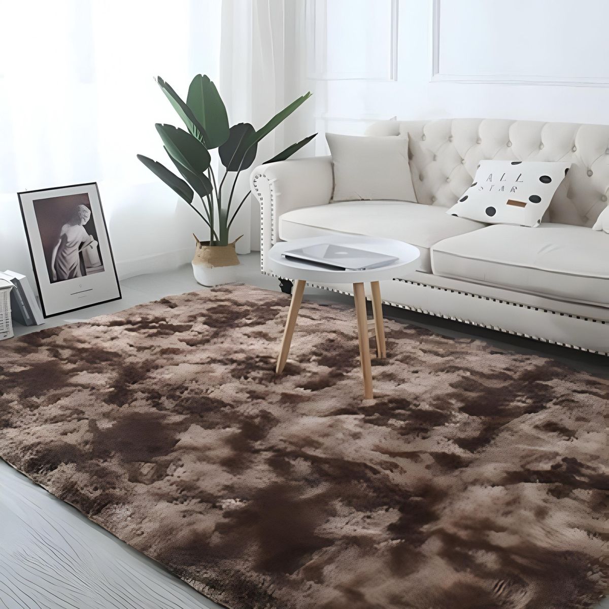 GENERICO - Alfombra Living y Dormitorio Suave 240 x 200 cm Primera Calidad Café Jaspeado