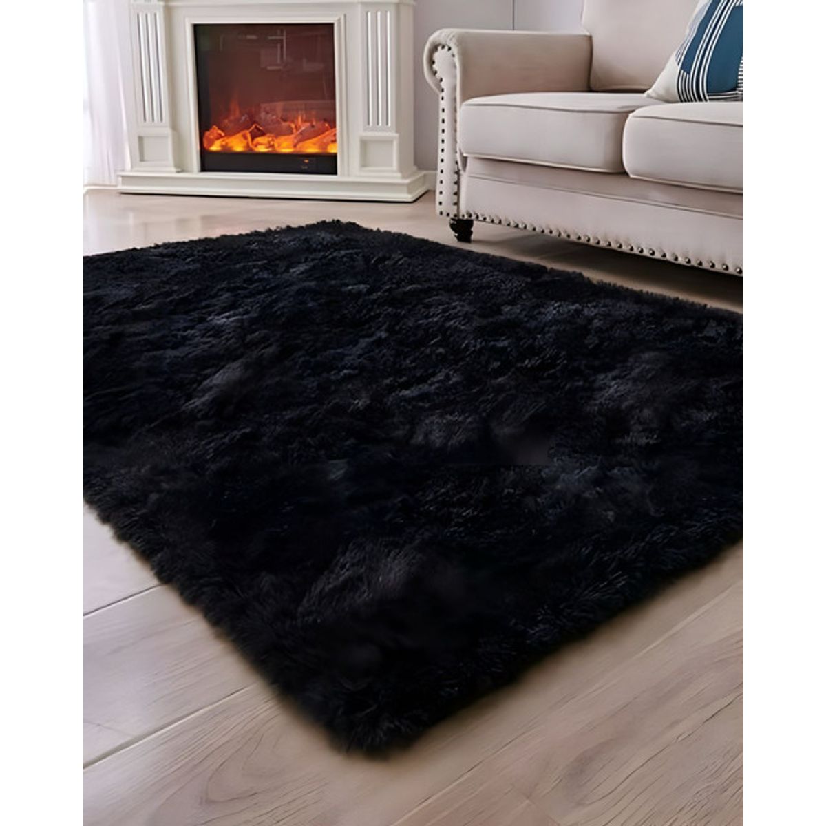 GENERICO - Alfombra Living y Dormitorio Suave 240 x 200 cm Primera Calidad Negro