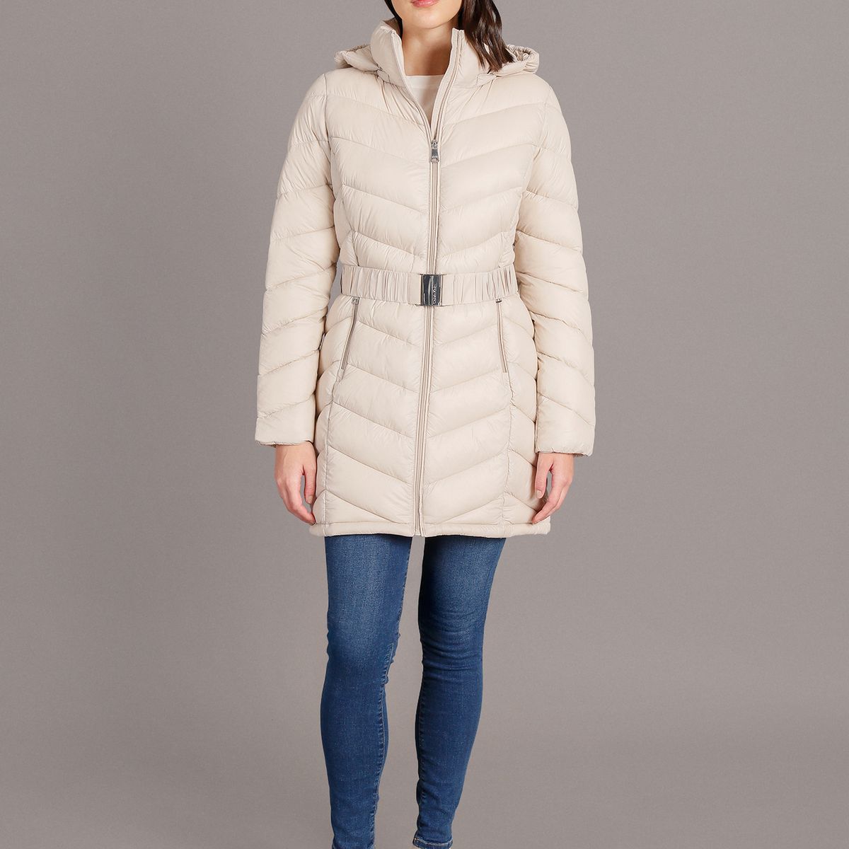 CALVIN KLEIN - Parka Long Coat Beige Calvin Klein