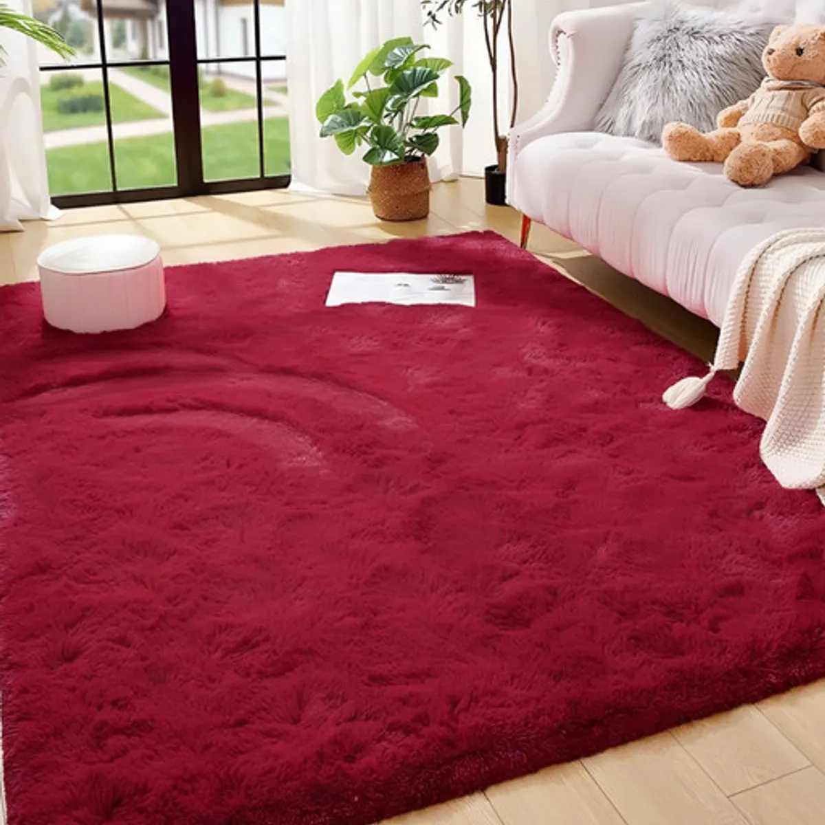 GENERICO - Alfombra Living y Dormitorio Suave 240 x 200 cm Primera Calidad Burdeo