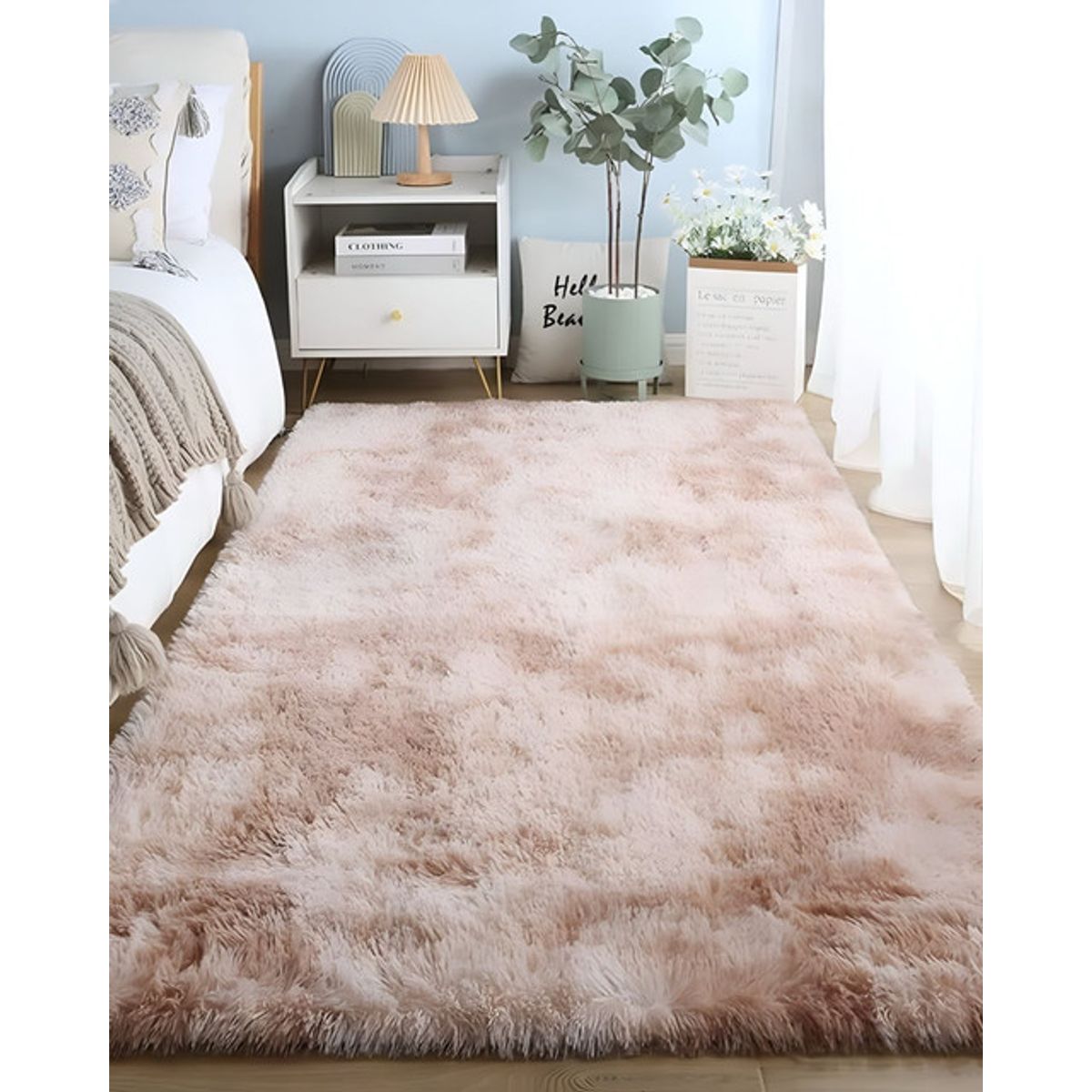 GENERICO - Alfombra Living y Dormitorio Suave 200 x 300 cm Primera Calidad Beige Jaspeado