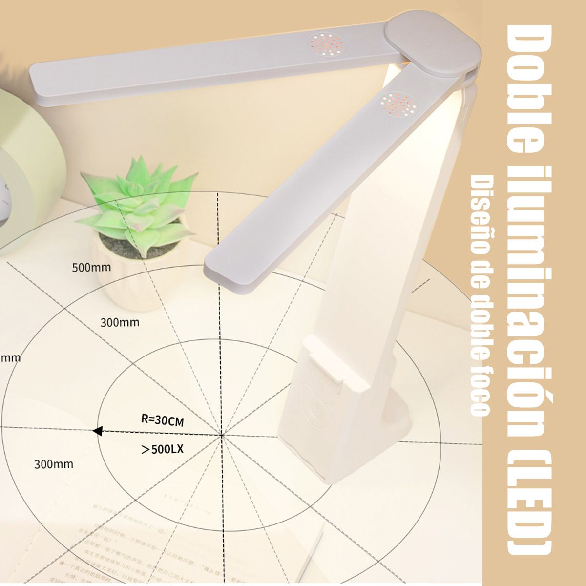 GENERICO - Lámpara De Escritorio LED De Doble Cabezal Para La Lectura