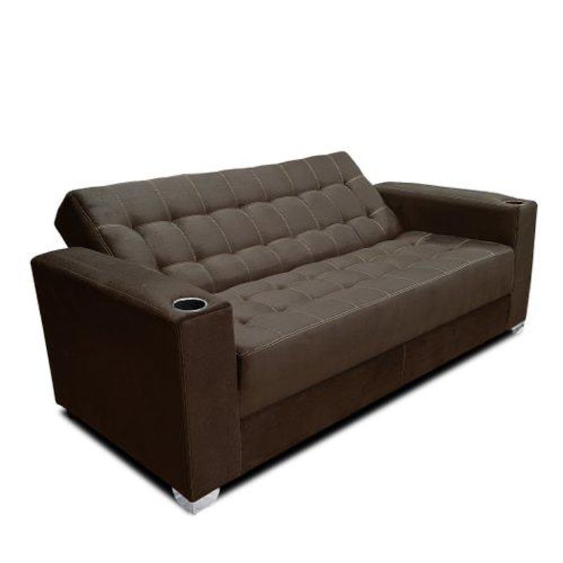 GENERICO - Sofa Cama Color marron Con porta Vasos