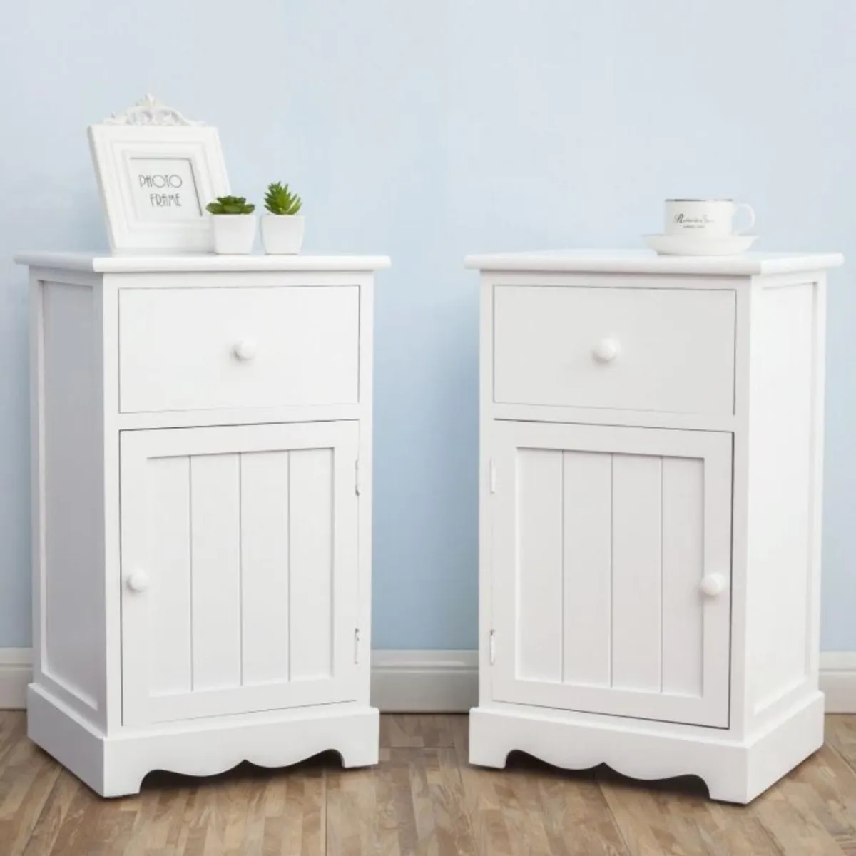 ITAHOME - SET 2 VELADORES LIBRERO RENACEN 1 PUERTA 1 CAJON BLANCO