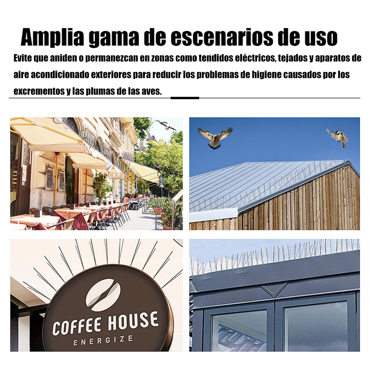 GENERICO - 10xPinchos De Acero Inoxidable Para Pájaros Para Tejados