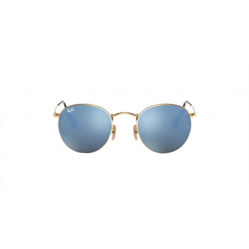 RAY BAN - Lentes de Sol RB3447 Round Metal Legend  Dorado Azul Flash
