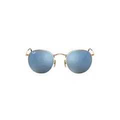 RAY BAN - Lentes de Sol RB3447 Round Metal Legend Dorado Azul Flash.