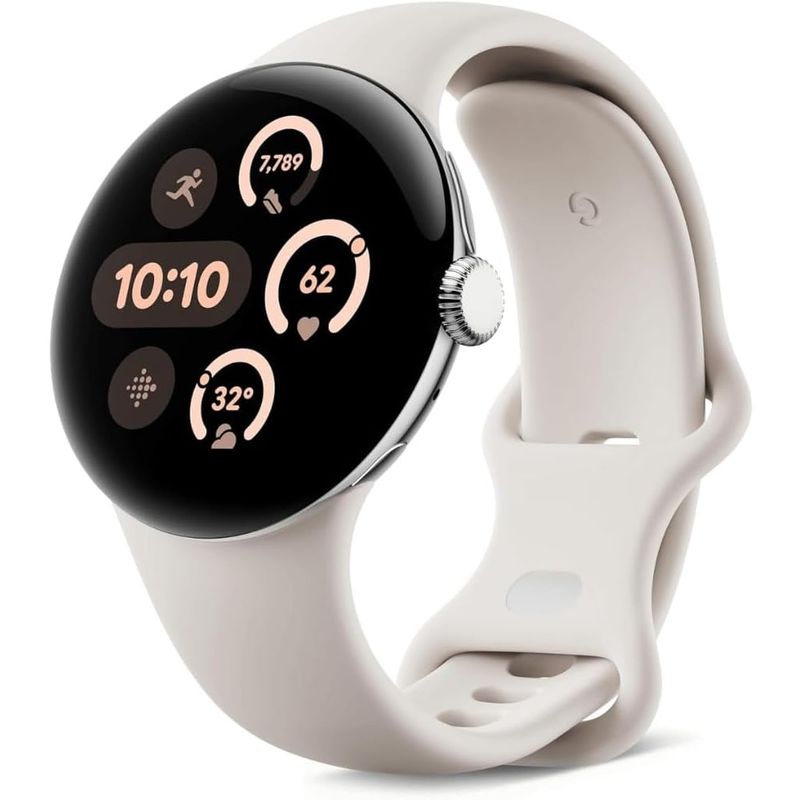 GOOGLE - Google Pixel Watch 3 45mm Bluetooth - Polished Silver/Porcelain