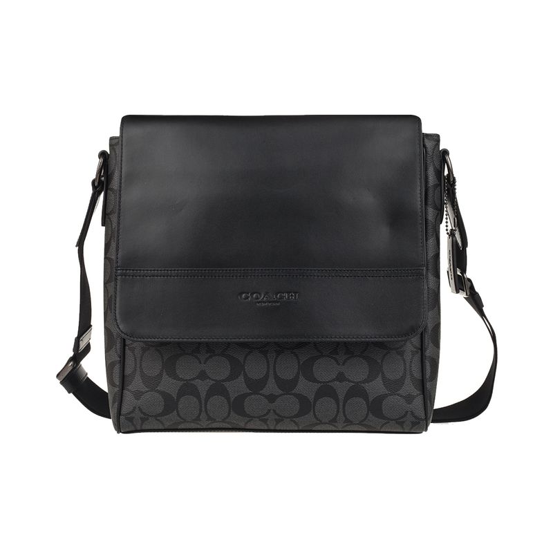 COACH - COACH Houston Map Bag In Signature Canvas Charcoal Black 573