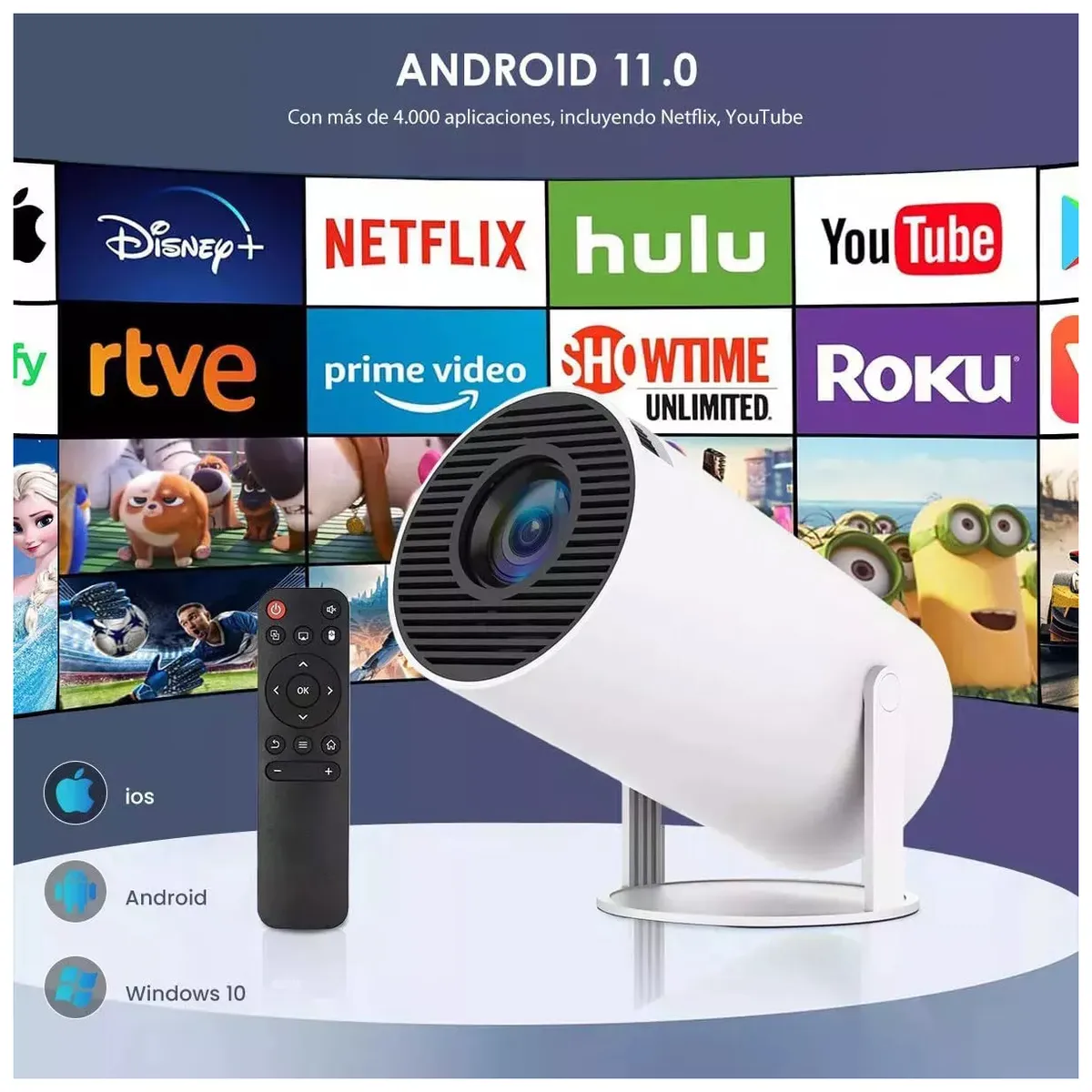 CORRERREY - Proyector Portátil Mini Ultra Hd 4k Android 11 Hy300pro Correrrey