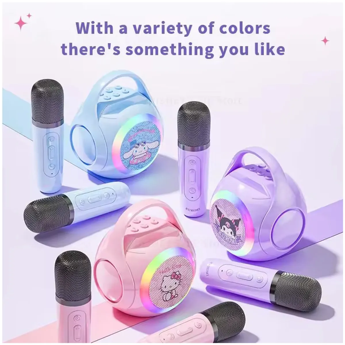 SANRIO - Altavoz Bluetooth 3IN1 LED charging BT karaoke speaker y 2 microphones