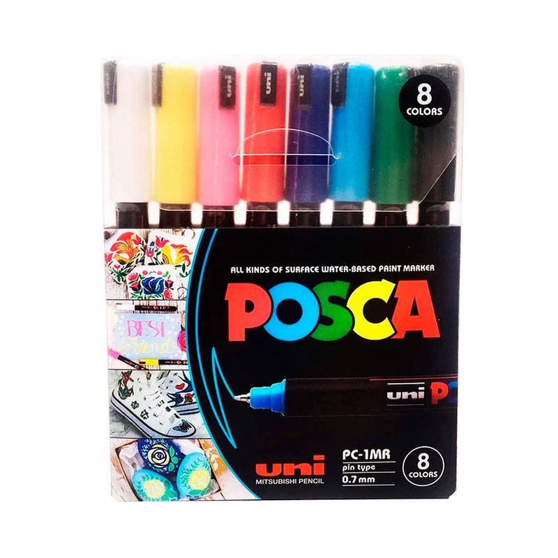 UNI POSCA - Marcadores Uni Posca 8 Colores 1MR 0.7mm