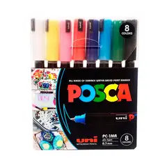 UNI POSCA - Marcadores 8 Colores 1MR 0.7mm