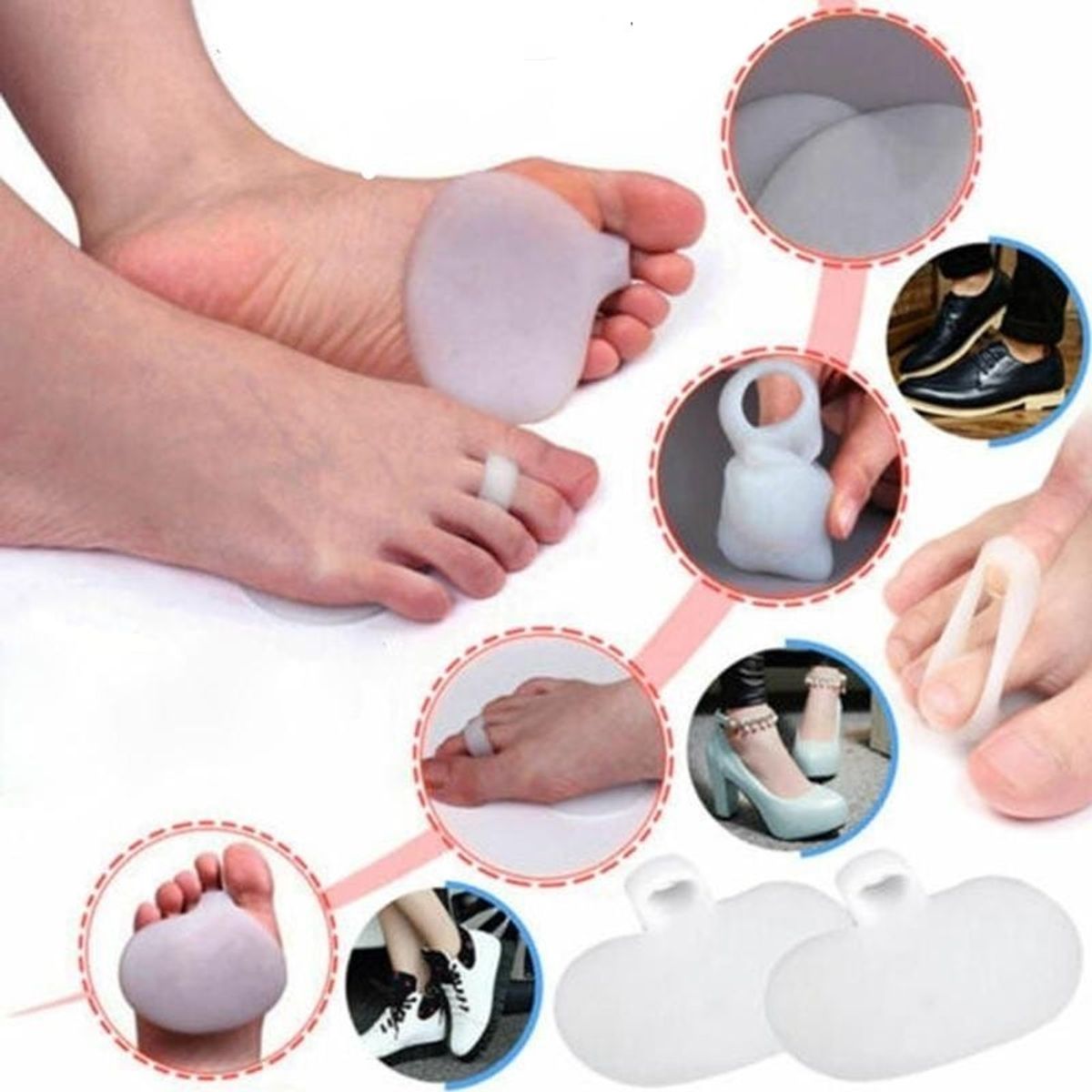 GENERICO - Almohadilla Plantar Metatarso De Silicona Con Dedo Pack x3