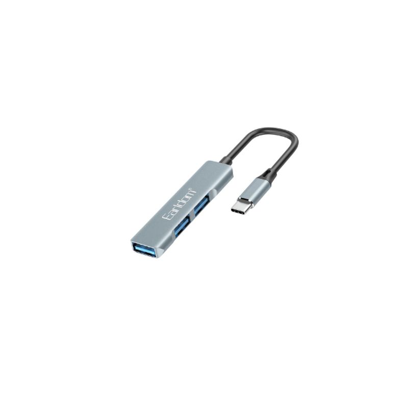 GENERICO - Adaptador Hub USB Tipo C - Conector USB Multiple 3 Puertos Color Plateado.