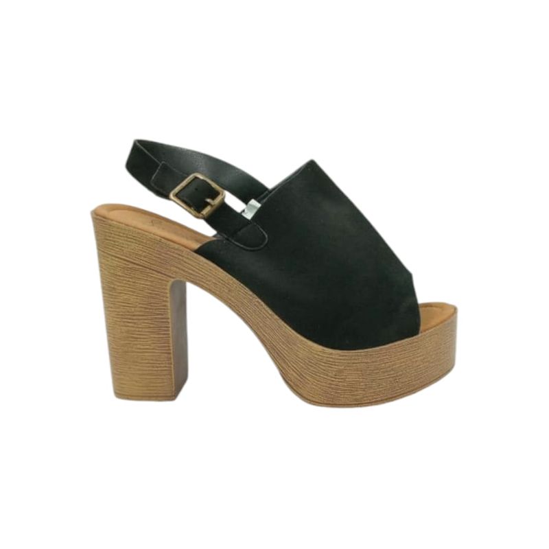 HERIEL - Sandalia Negra Taco Alto.