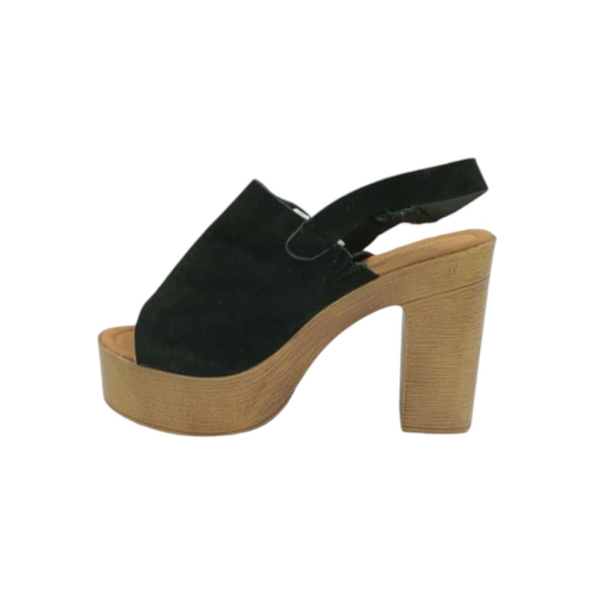 HERIEL - Sandalia Negra Taco Alto