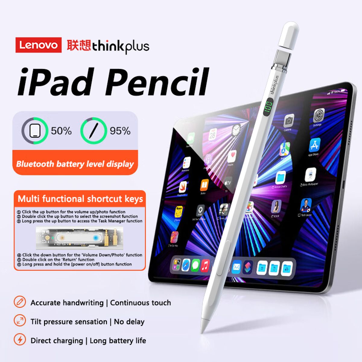 LENOVO - Lenovo lápiz apple pencil óptico Sólo disponible para iPad de Apple