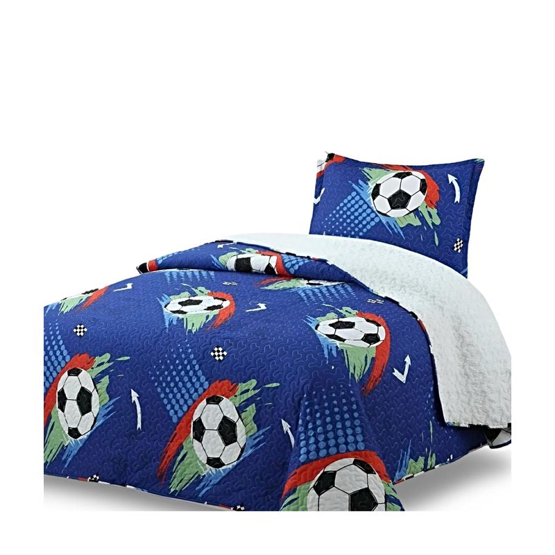 GENERICO - COBERTOR COLCHA QUILT SHERPA OTOÑO INVIERNO PLAZA Y MEDIA