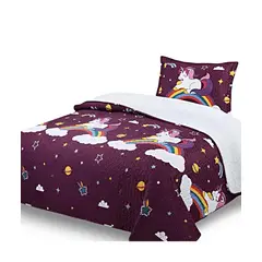 GENERICO - COBERTOR COLCHA QUILT SHERPA OTOÑO INVIERNO PLAZA Y MEDIA