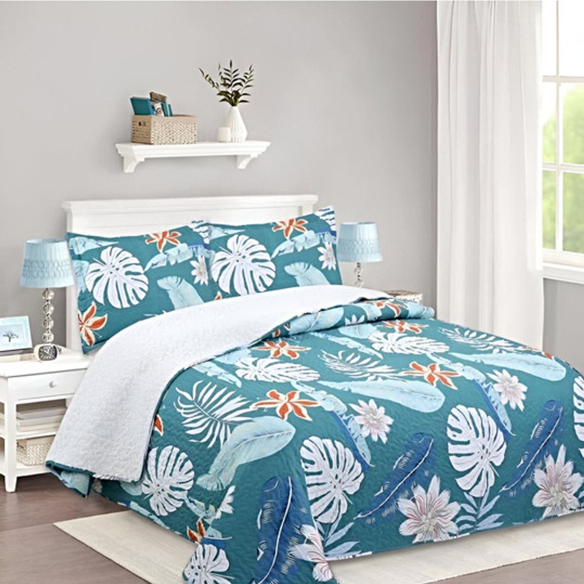 GENERICO - COBERTOR COLCHA QUILT SHERPA OTOÑO INVIERNO PLAZA Y MEDIA