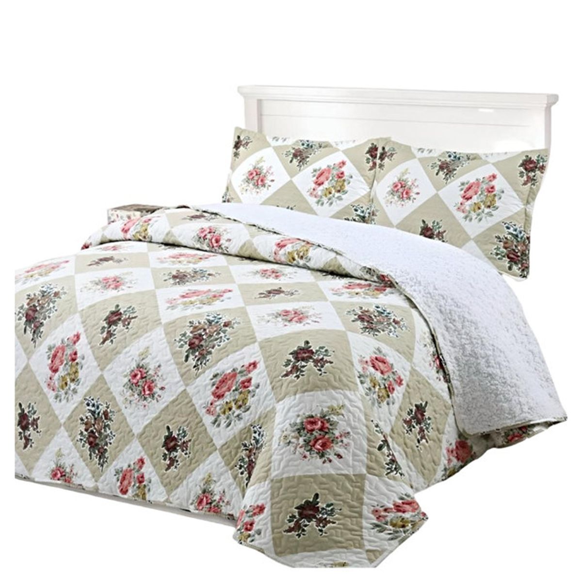 GENERICO - COBERTOR COLCHA QUILT SHERPA OTOÑO INVIERNO 2 PLAZAS