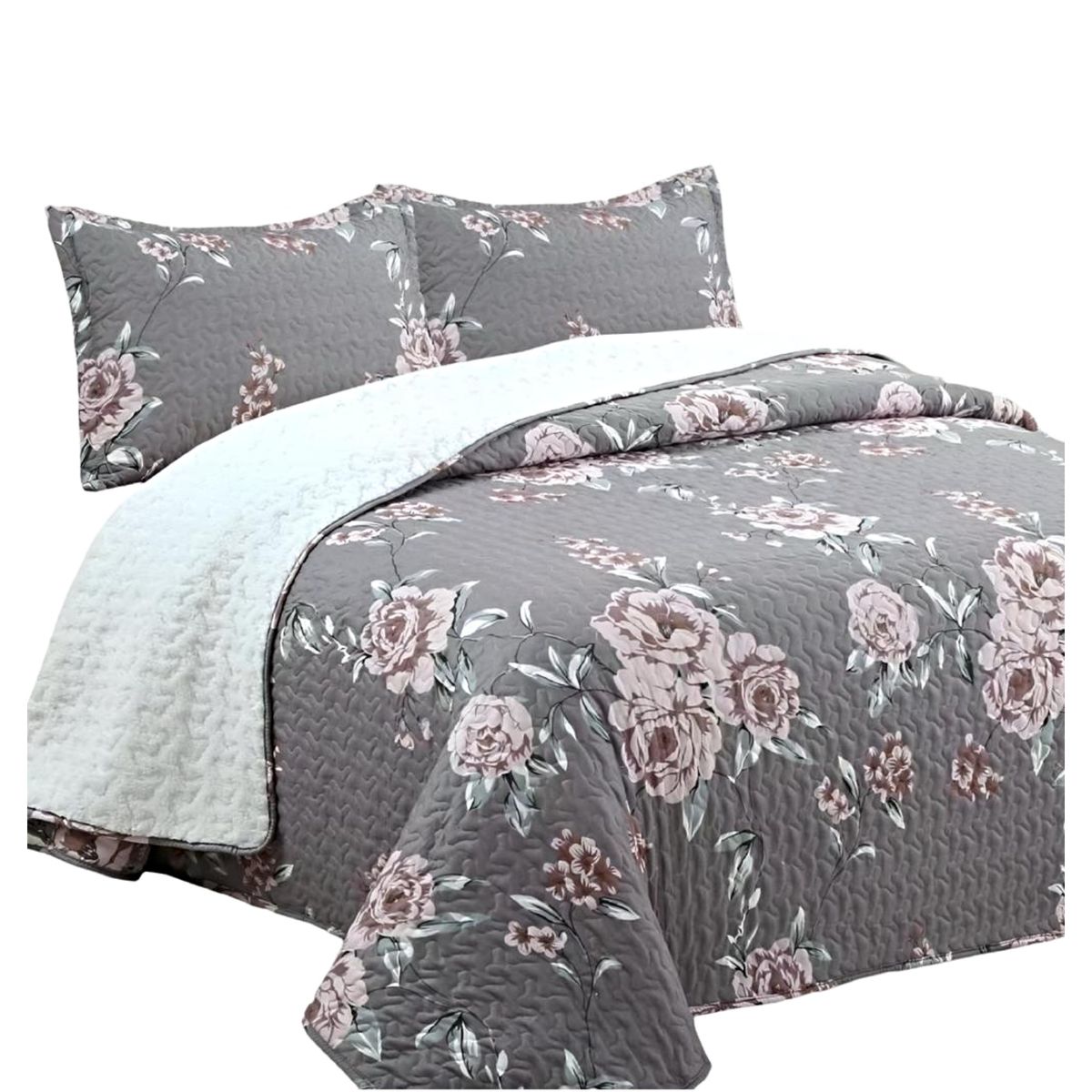 GENERICO - COBERTOR COLCHA QUILT SHERPA KING MEDIDA 230X250 cm