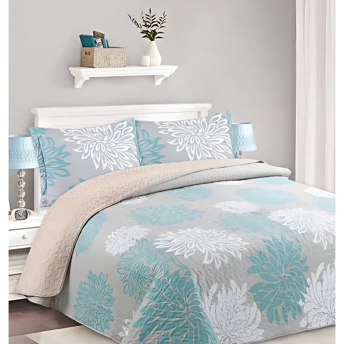 GENERICO - COBERTOR COLCHA QUILT SHERPA KING MEDIDA 230X250 cm