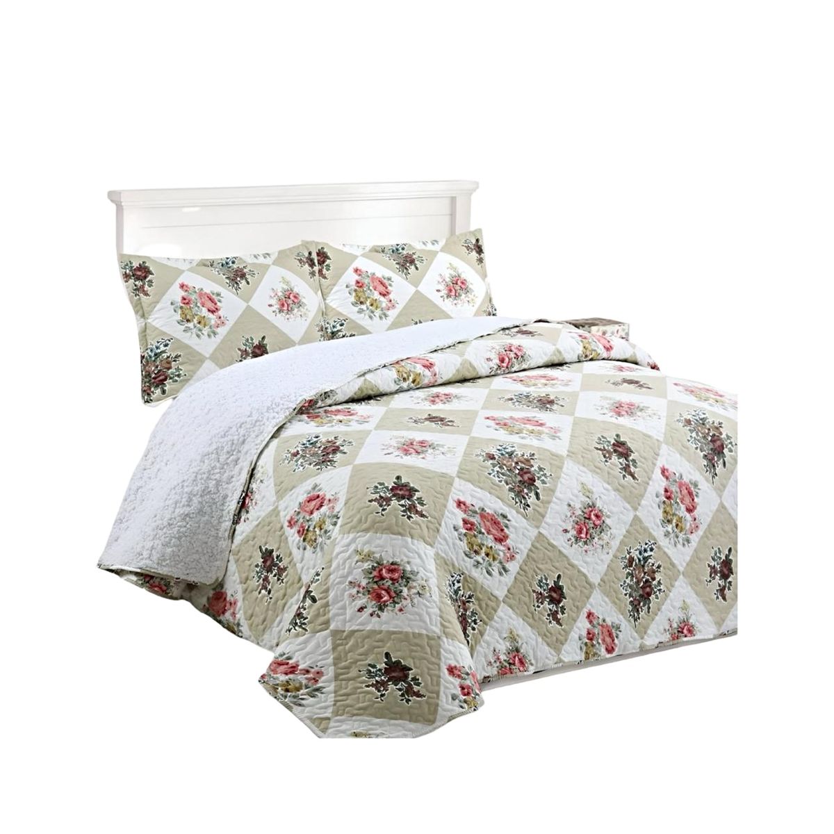 GENERICO - COBERTOR COLCHA QUILT SHERPA KING MEDIDA 230X250 cm