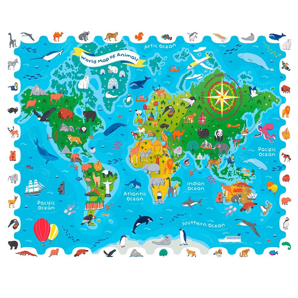 LUDATTICA - Puzzle Detective Mapa de Animales del Mundo Ludattica