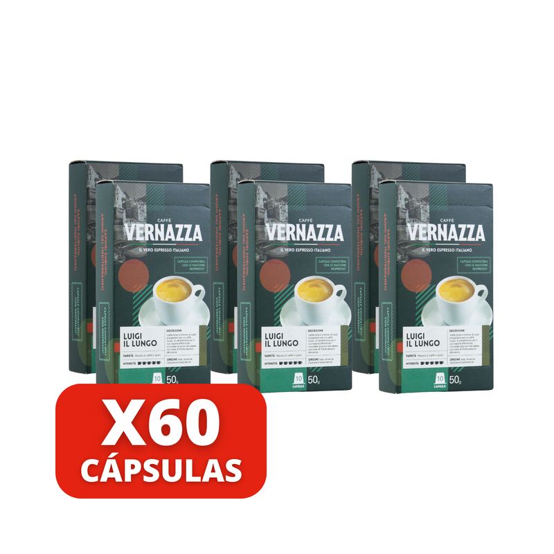 CAFFE VERNAZZA - Café Luigi Il Lungo 60 cápsulas Nespresso compatibles