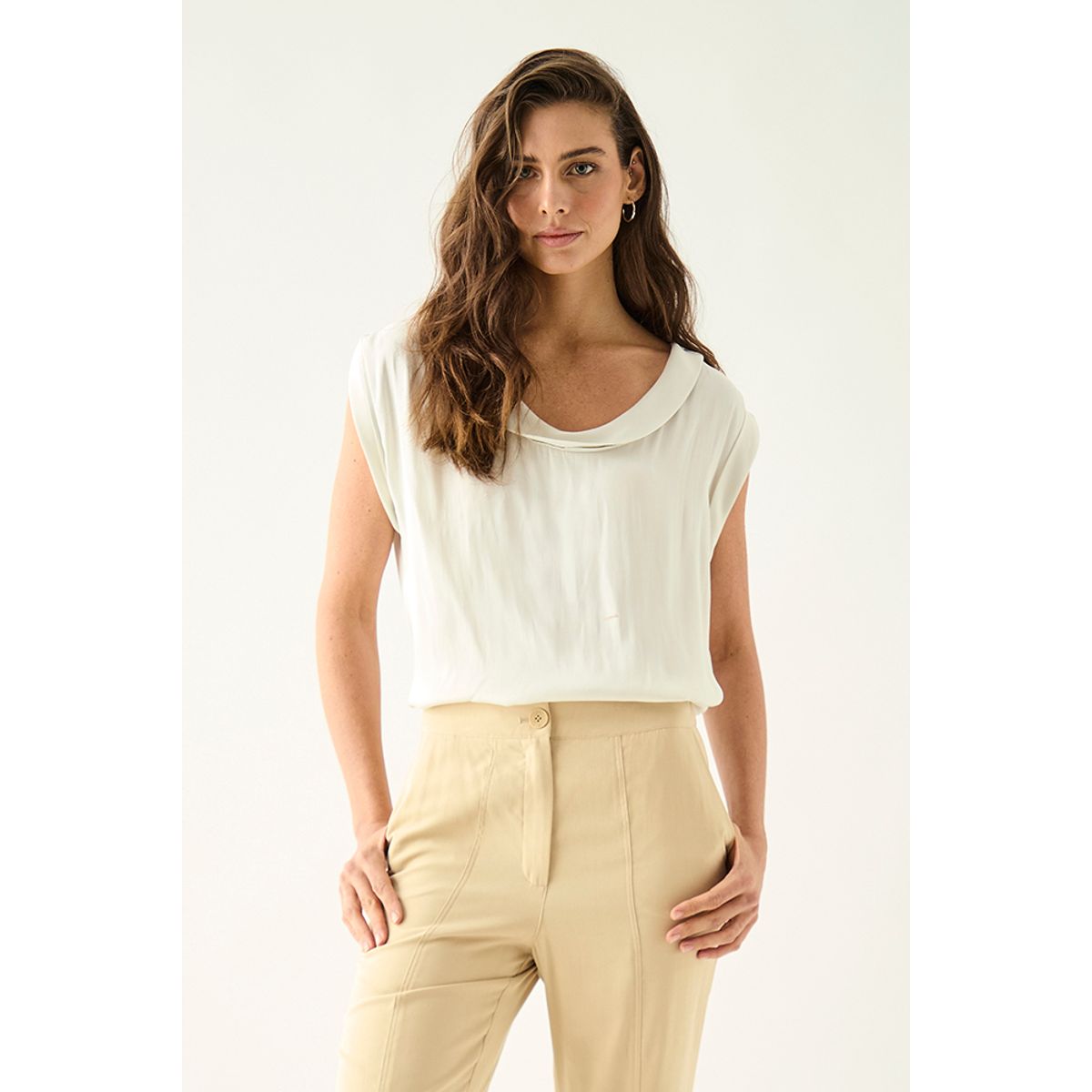 ASH - Blusa Manga Corta Crudo Mujer Ash