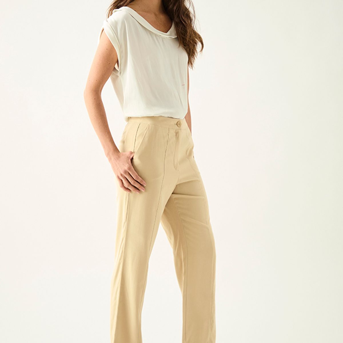 ASH - Blusa Manga Corta Crudo Mujer Ash