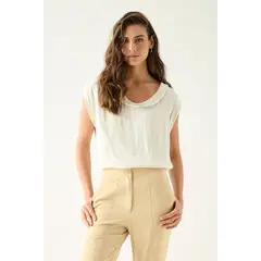 ASH - Blusa Manga Corta Crudo Mujer