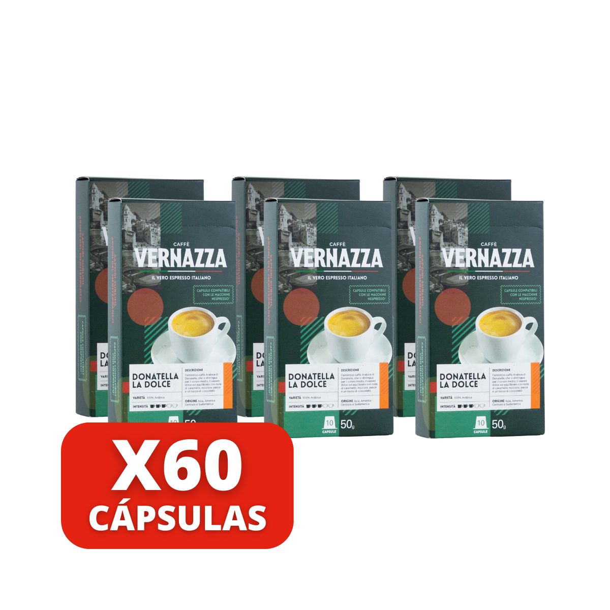 CAFFE VERNAZZA - Café Donatella La Dolce 60 cápsulas Nepresso compatibles