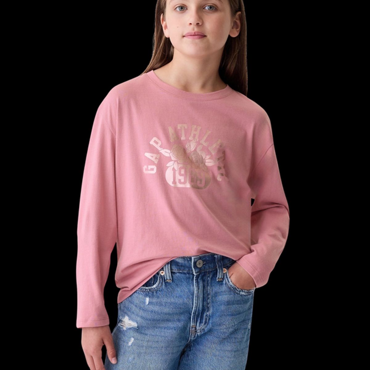 GAP - Polera Athletic Logo Manga Larga Niña Rosa