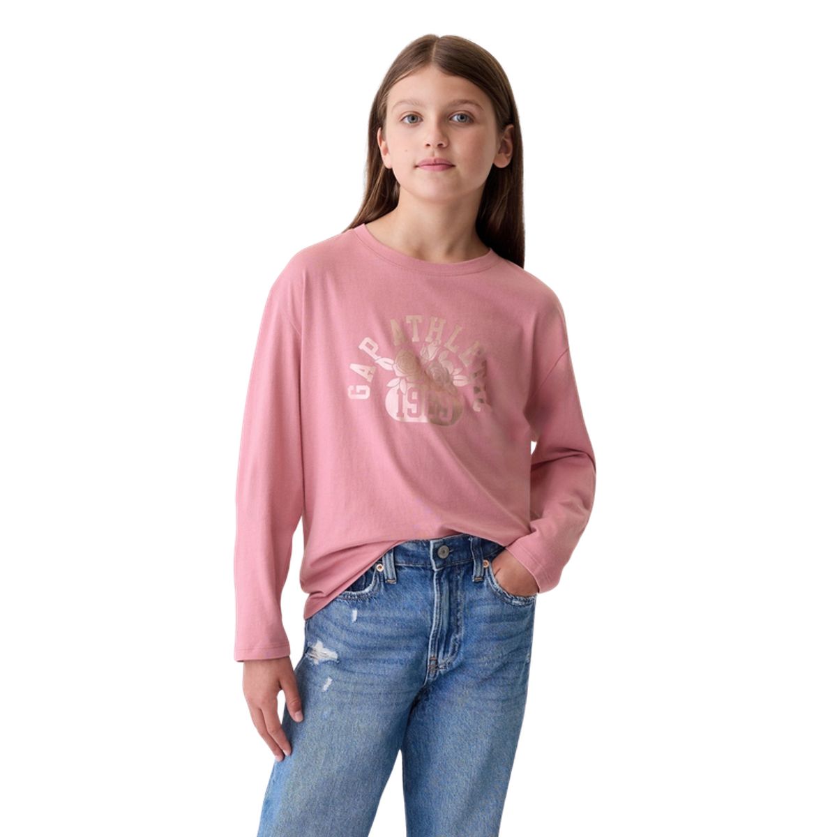 GAP - Polera Athletic Logo Manga Larga Niña Rosa