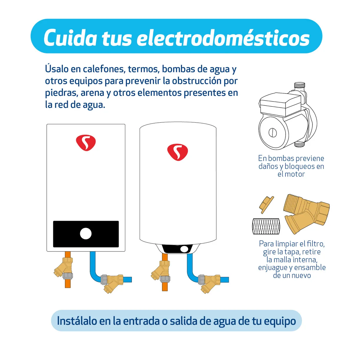 SPLENDID - Filtro Y colector de impurezas Calefones Termos Splendid