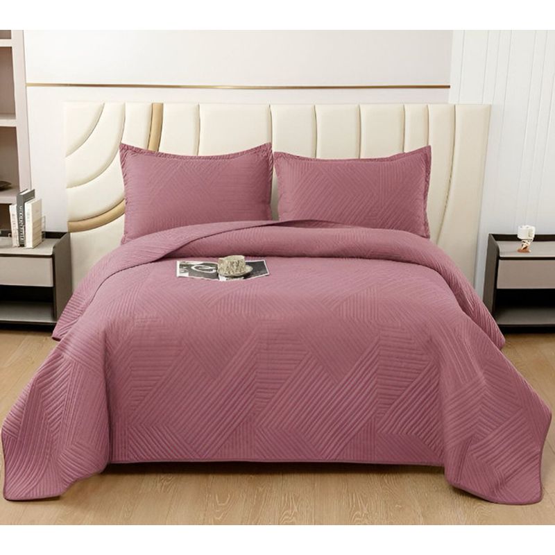 GENERICO - COBERTOR DE LUJO QUILT VERANO 2 PLAZAS ROSA