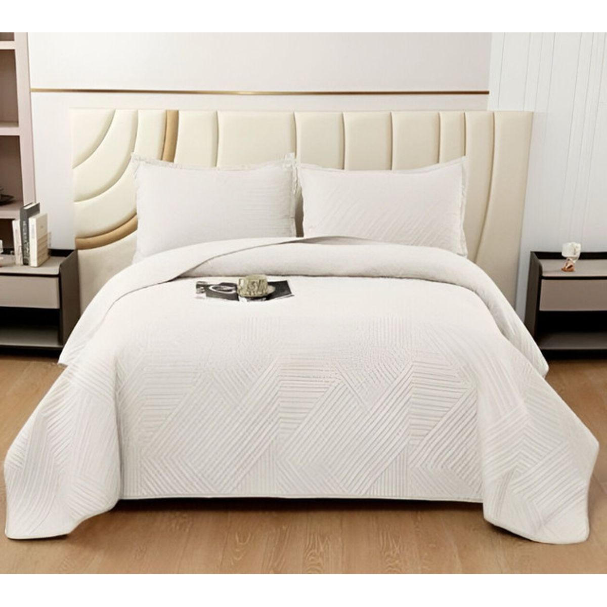 GENERICO - COBERTOR DE LUJO QUILT VERANO KING - SUPER KING BLANCO