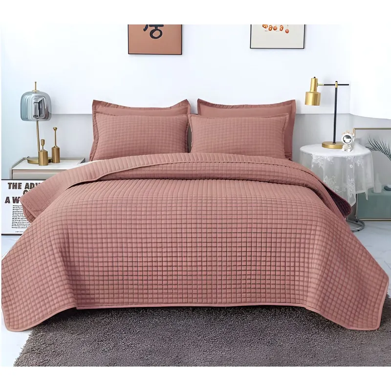 GENERICO - COBERTOR DE LUJO QUILT VERANO PLAZA Y MEDIA ROSA