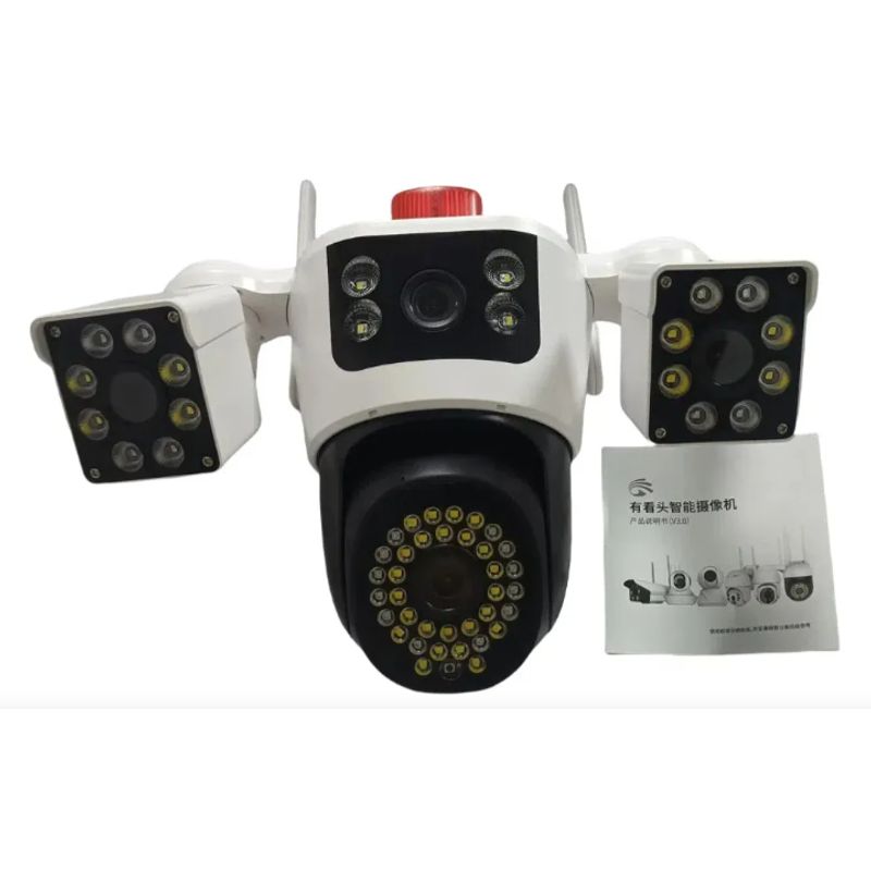 GENERICO - Camara De Seguridad Exterior Triple Lente Baliza  app Yoosee + Memoria 64gb