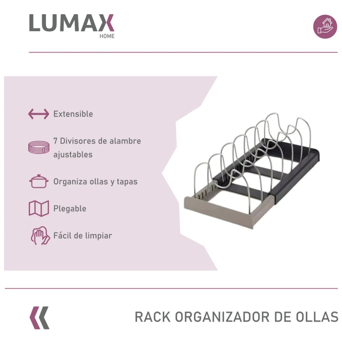 MOMO - Rack Organizador De Ollas Expandible Menaje Tablas Tapas X L Color Negro
