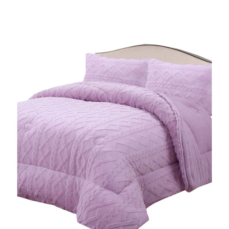 GENERICO - CUBRECAMA CHIPORRO DE INVIERNO DISEÑO TRENZADO KING LILA