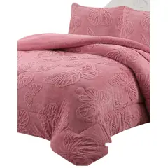 GENERICO - CUBRECAMA CHIPORRO DE INVIERNO DISEÑO MARIPOSA 2 PLAZAS M5 ROSA
